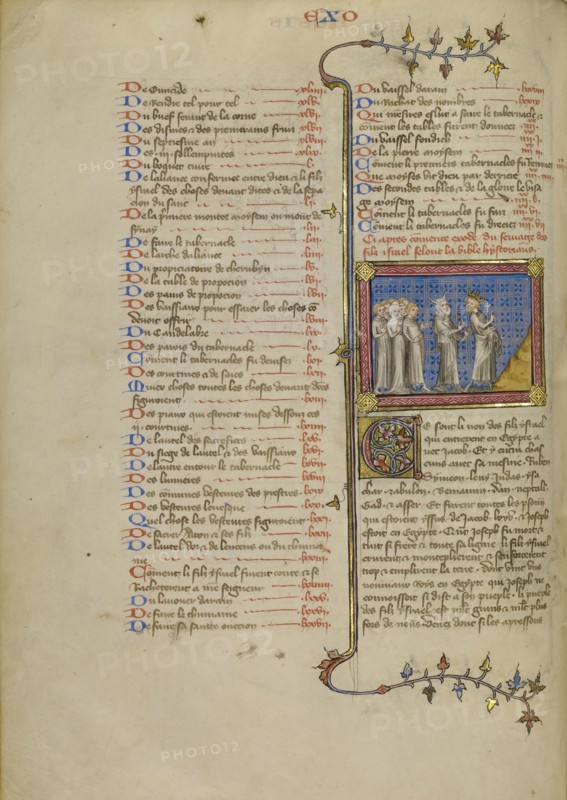 Moses and Pharaoh; Master of Jean de Mandeville, French, active 1350 - 1370, Paris, France; about 1360 - 1370; Tempera colors