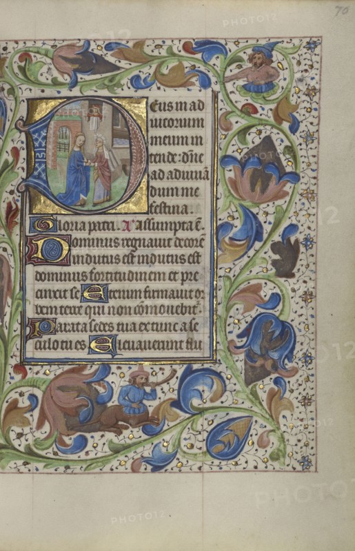 Initial D: The Visitation; Master of the Lee Hours, Flemish, active about 1450 - 1470, Ghent, probably, Belgium; about 1450