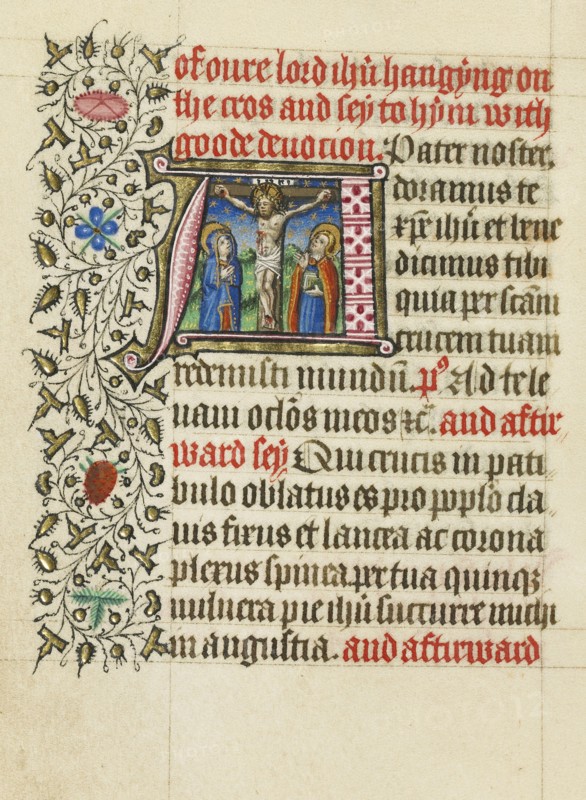 Initial A: The Crucifixion; Master of Sir John Fastolf, French, active before about 1420 - about 1450, France; about 1430