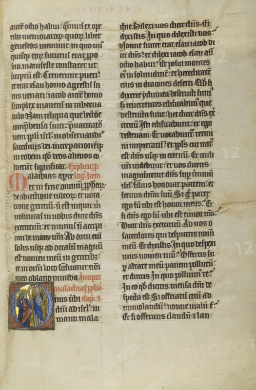 Initial O: Malachi Speaking to the Israelites; Lille, probably, France; about 1270; Tempera colors, black ink, and gold leaf