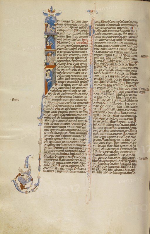 Initial I: King Cyrus II Ordering the Building of the Temple in Jerusalem; Bologna, Emilia-Romagna, Italy; about 1280 - 1290