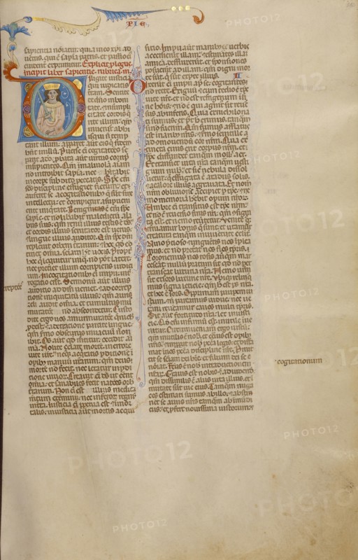 Initial D: Solomon with a Sword; Bologna, Emilia-Romagna, Italy; about 1280 - 1290; Tempera colors, gold leaf, and ink