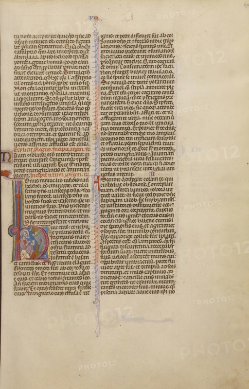 Initial O: A Prophet before Nineveh; Bologna, Emilia-Romagna, Italy; about 1280 - 1290; Tempera colors, gold leaf, and ink
