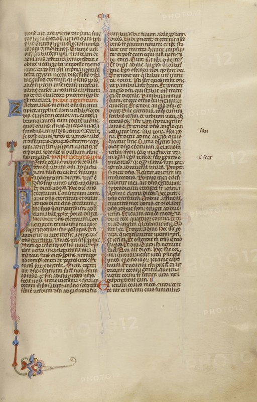 Initial I: Zechariah in the Temple; Bologna, Emilia-Romagna, Italy; about 1280 - 1290; Tempera colors, gold leaf, and ink