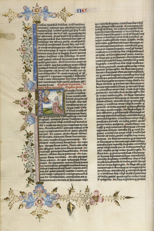 Initial L: God Speaking to Moses; Circle of Stefan Lochner, German, died 1451, Cologne, Germany; about 1450; Gold leaf, tempera