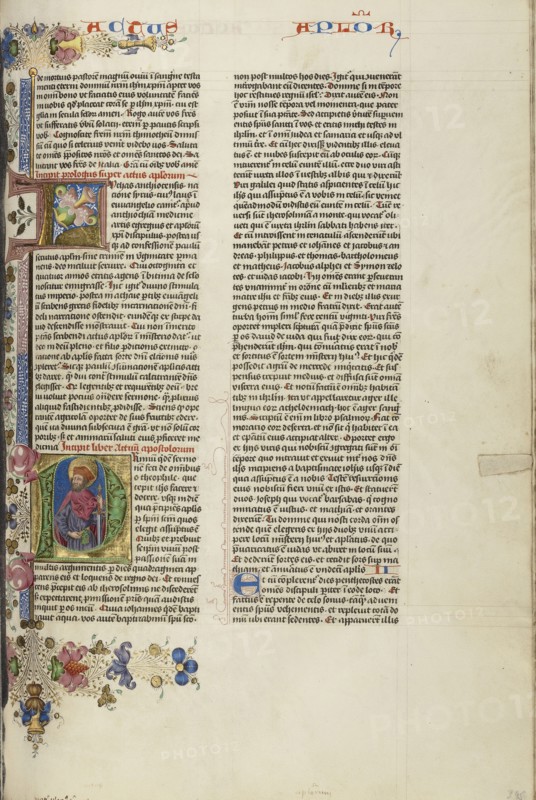 Initial P: An Apostle; Circle of Stefan Lochner, German, died 1451, Cologne, Germany; about 1450; Gold leaf, tempera
