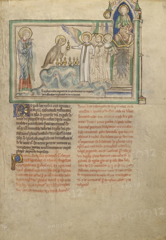 The Eagle Giving the Vessels with the Seven Last Plagues to the Seven Angels; London, probably, England; about 1255 - 1260