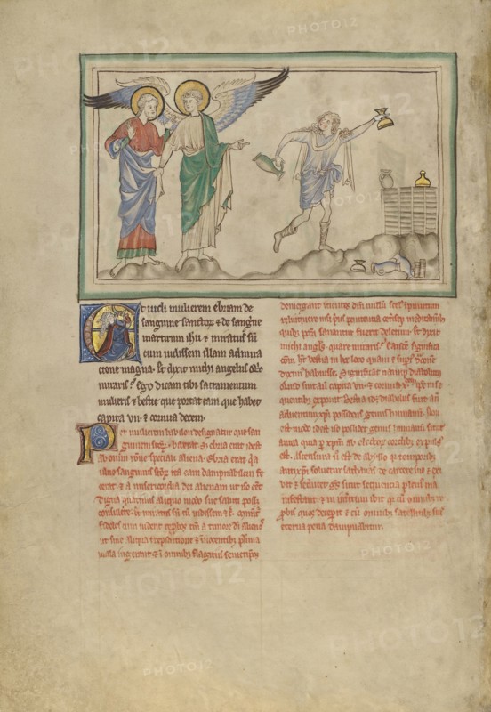 The Drunken Harlot; London, probably, England; about 1255 - 1260; Tempera colors, gold leaf, colored washes, pen and ink