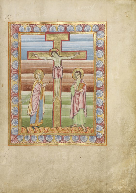 The Crucifixion; Mainz, Germany; about 1025 - 1050; Tempera colors and gold on parchment; Ms. Ludwig V 2, fol. 19