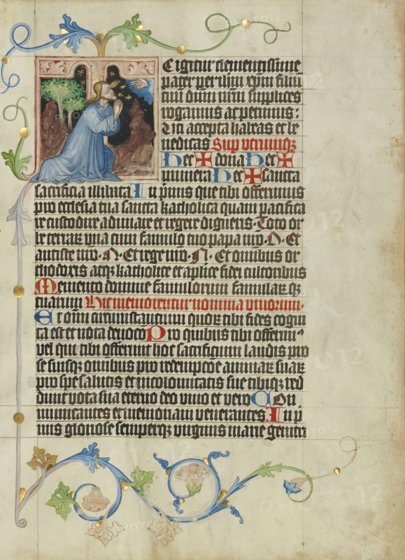 Initial T: The Agony in the Garden; Master Michael, Austrian, active about 1420 until the mid-15th century, Vienna, Austria