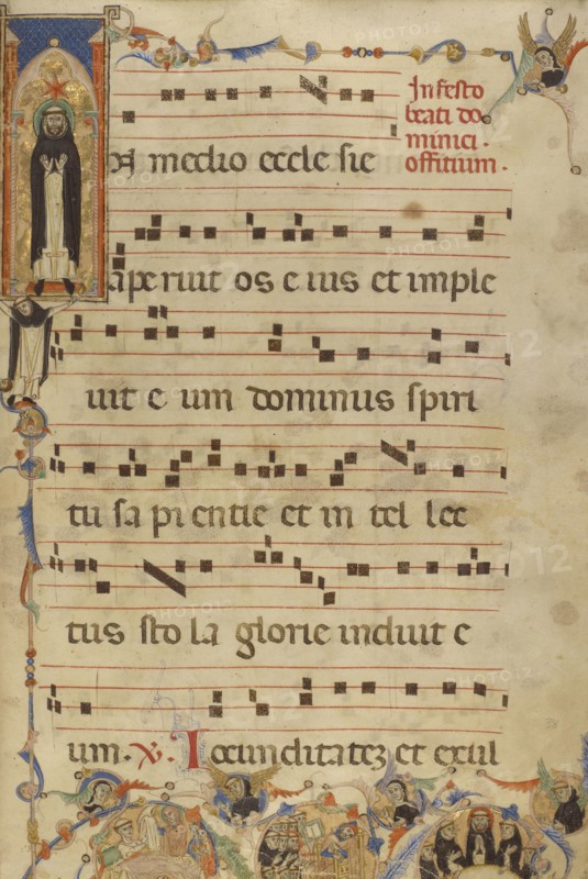 Initial I: Saint Dominic Enshrined; Jacobellus of Salerno, Italian, active about 1270, Bologna, Emilia-Romagna, Italy
