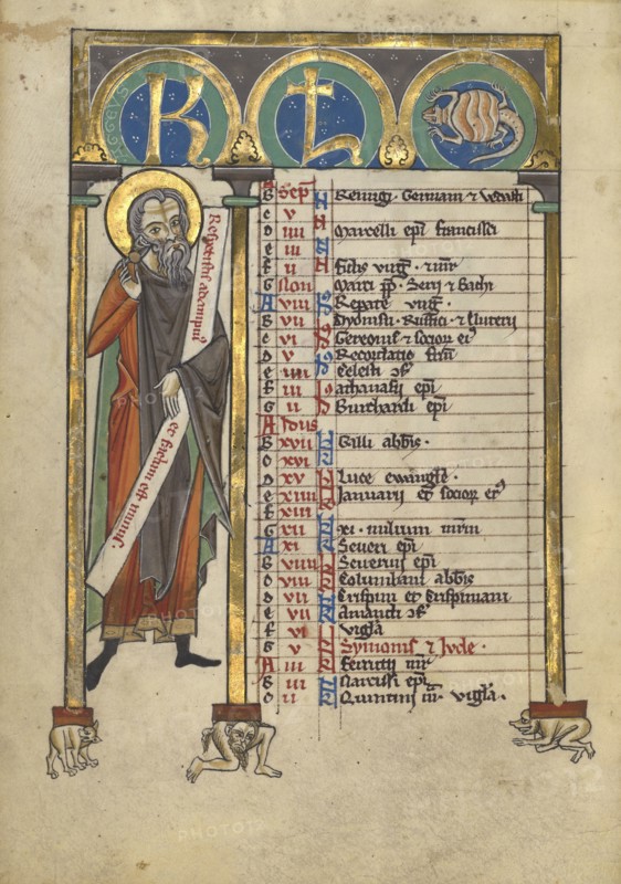 Haggai; Würzburg, Germany; about 1240 - 1250; Tempera colors, gold leaf, and silver leaf on parchment; Leaf: 22.7 x 15.7 cm
