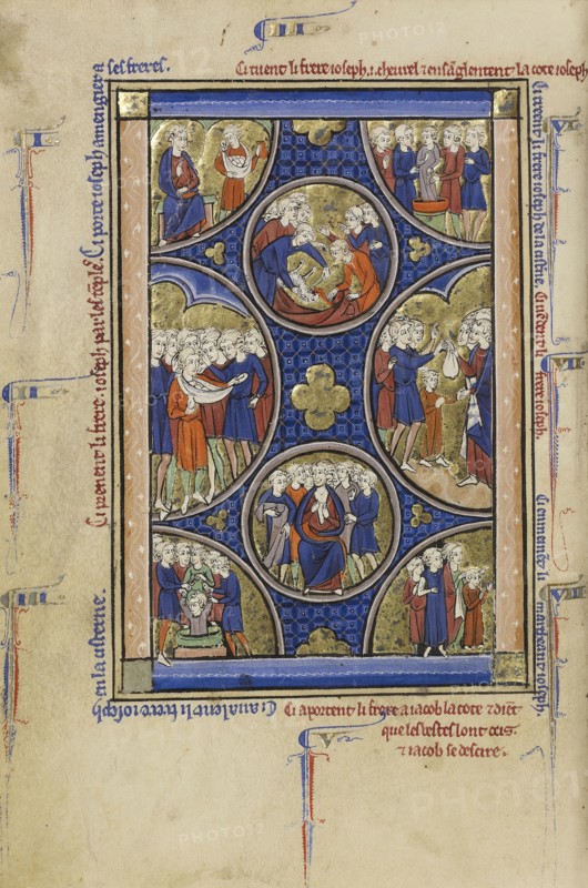 Scenes from the Life of Joseph; Paris, France; about 1250 - 1260; Tempera colors, gold leaf, and ink on parchment; Leaf