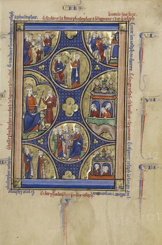 Scenes from the Life of Joseph; Paris, France; about 1250 - 1260; Tempera colors, gold leaf, and ink on parchment; Leaf