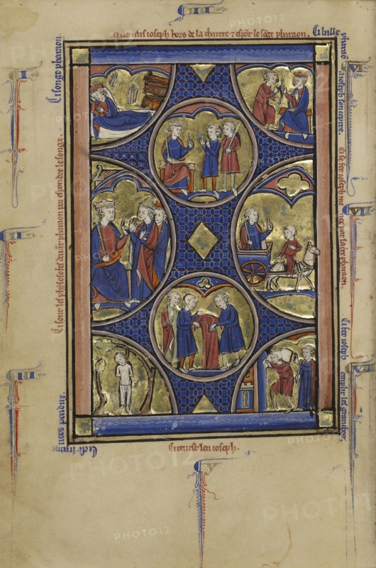 Scenes from the Life of Joseph; Paris, France; about 1250 - 1260; Tempera colors, gold leaf, and ink on parchment; Leaf