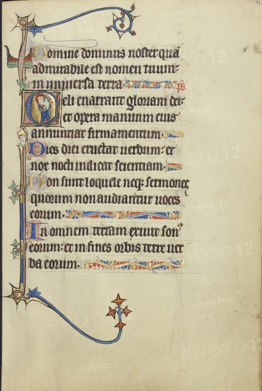 Initial C: The Virgin and Child; Northeastern France, France; about 1300; Tempera colors, gold leaf, and ink on parchment; Leaf