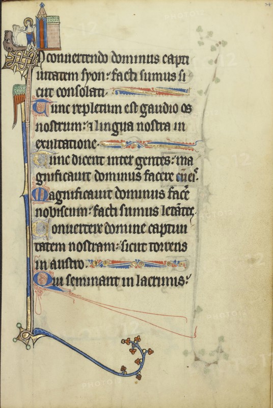 Initial I: The Descent into Limbo; Northeastern France, France; about 1300; Tempera colors, gold leaf, and ink on parchment