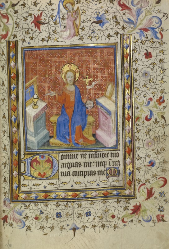 Christ in Majesty; Paris, France; about 1400 - 1410; Tempera colors, gold leaf, gold paint, and ink on parchment; Leaf