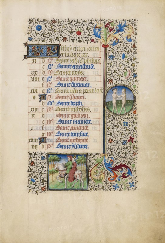 A Horseman; Zodiacal Sign of Gemini; Workshop of the Bedford Master, French, active first half of 15th century, Paris, France