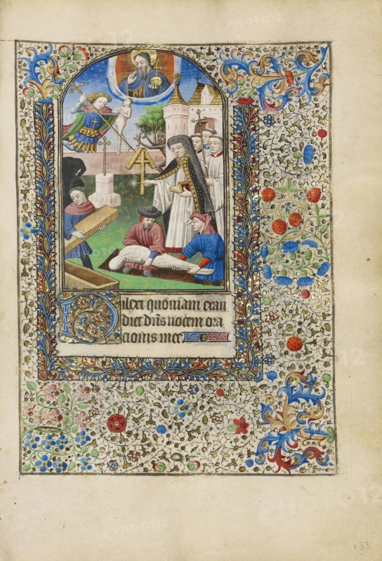 A Burial; Workshop of the Bedford Master, French, active first half of 15th century, Paris, France; about 1440 - 1450; Tempera