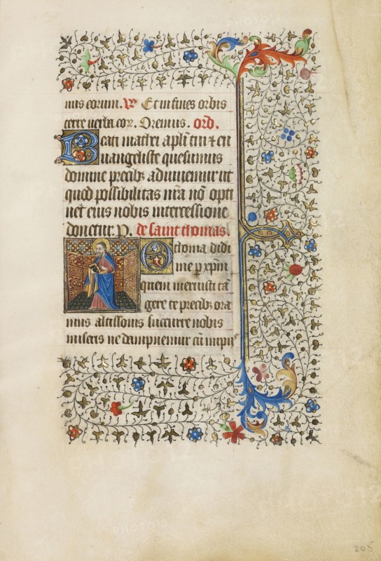Saint Thomas with a Book; Workshop of the Bedford Master, French, active first half of 15th century, Paris, France; about 1440