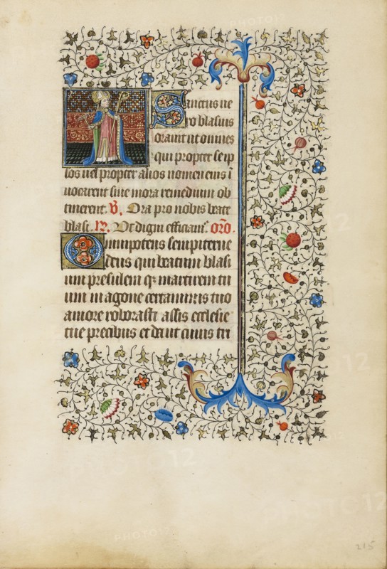 Saint Blasius with a Crosier and a Carding Comb; Workshop of the Bedford Master, French, active first half of 15th century