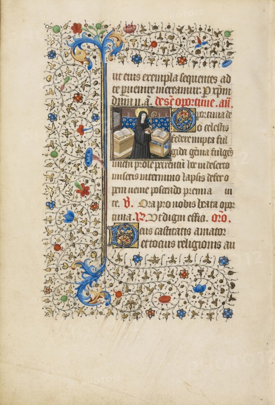 Abbess Opportuna with a Staff and a Book; Workshop of the Bedford Master, French, active first half of 15th century, Paris
