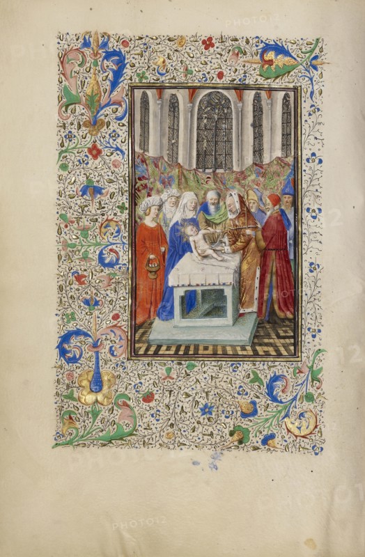 The Circumcision; Master of the Llangattock Hours, Flemish, active about 1450 - 1460, Bruges, illuminated, Belgium; 1450s