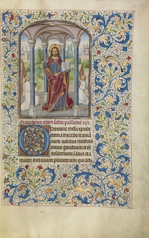Christ Blessing; Willem Vrelant, Flemish, died 1481, active 1454 - 1481, Bruges, Belgium; early 1460s; Tempera colors, gold
