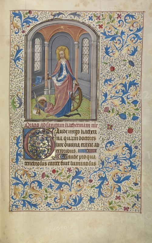 Saint Catherine; Willem Vrelant, Flemish, died 1481, active 1454 - 1481, Bruges, Belgium; early 1460s; Tempera colors, gold