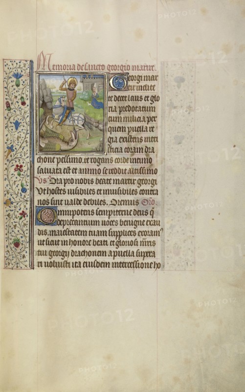 Saint George and the Dragon; Workshop of Willem Vrelant, Flemish, died 1481, active 1454 - 1481, Bruges, Belgium; early 1460s