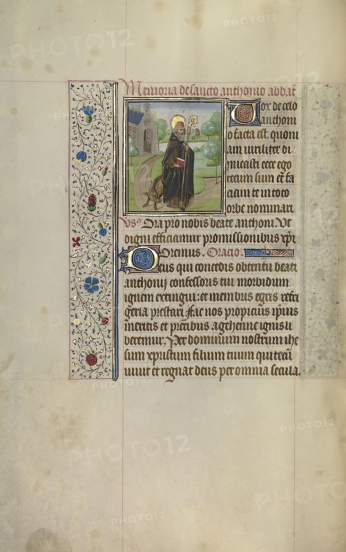 Saint Anthony; Workshop of Willem Vrelant, Flemish, died 1481, active 1454 - 1481, Bruges, Belgium; early 1460s; Tempera colors