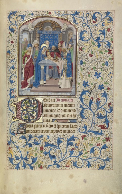 The Circumcision; Willem Vrelant, Flemish, died 1481, active 1454 - 1481, Bruges, Belgium; early 1460s; Tempera colors, gold