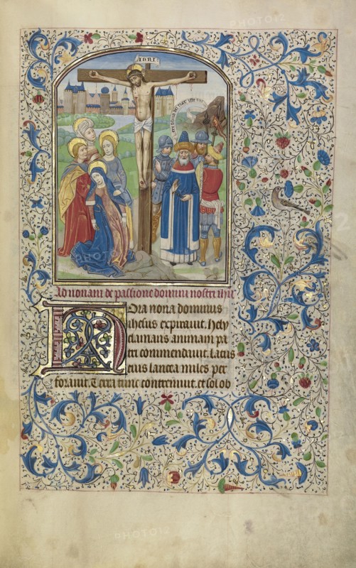 The Crucifixion; Willem Vrelant, Flemish, died 1481, active 1454 - 1481, Bruges, Belgium; early 1460s; Tempera colors, gold
