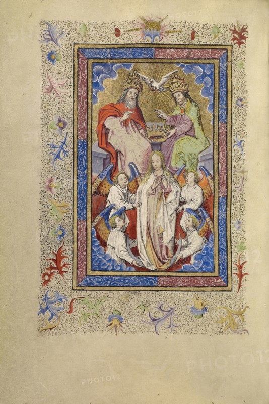 The Coronation of the Virgin by the Trinity; Brabant, possibly, Flanders, Belgium; after 1460; Tempera colors, gold leaf