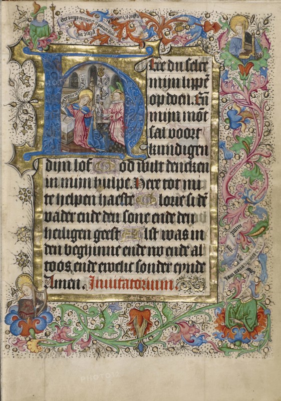 Initial H: The Annunciation; Master of Evert Zoudenbalch, Dutch, active 3rd quarter of 15th century, Utrecht, Netherlands