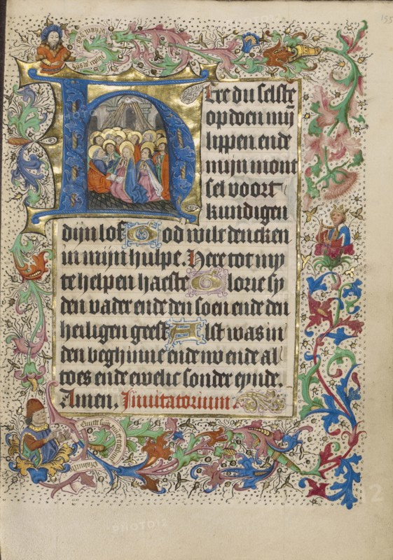 Initial H: Pentecost; Master of Evert Zoudenbalch, Dutch, active 3rd quarter of 15th century, Utrecht, Netherlands; about 1460