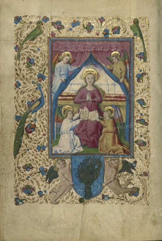 The Annunciation; Naples, Campania, Italy; about 1460; Tempera colors, gold, and ink on parchment; Leaf: 17.1 x 12.1 cm