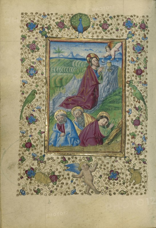 The Agony in the Garden; Naples, Campania, Italy; about 1460; Tempera colors, gold, and ink on parchment; Leaf: 17.1 x 12.1 cm