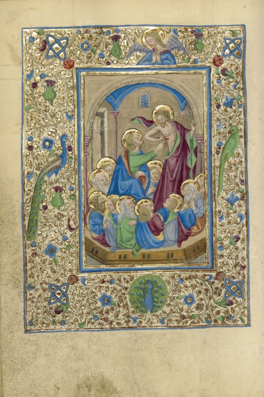 Doubting Thomas; Naples, Campania, Italy; about 1460; Tempera colors, gold, and ink on parchment; Leaf: 17.1 x 12.1 cm
