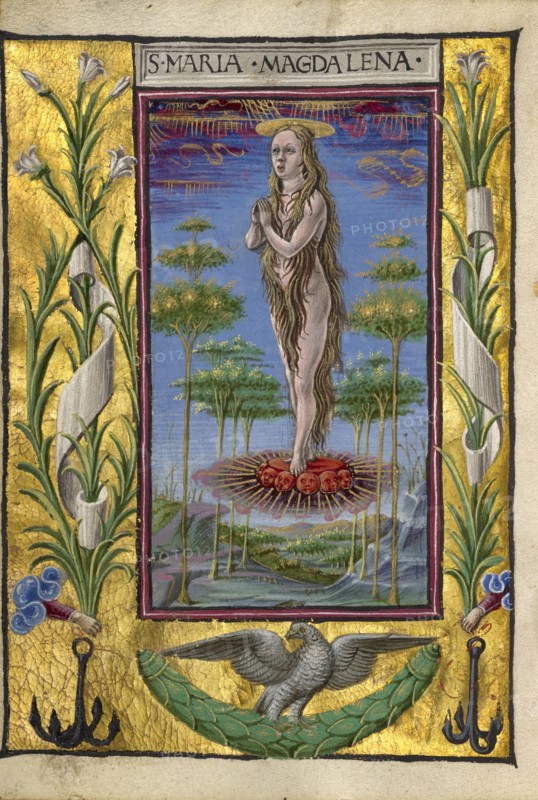 Mary Magdalene Borne Aloft; Taddeo Crivelli, Italian, died about 1479, active about 1451 - 1479, Ferrara, Emilia-Romagna, Italy