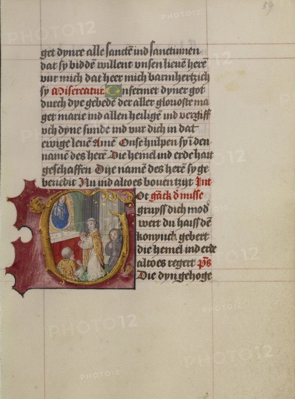Initial G: A Priest Celebrating Mass; Workshop of Gerard Horenbout, Flemish, 1465 - 1541, Cologne, written, Germany