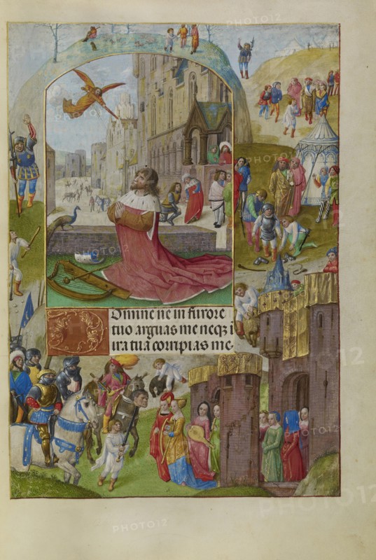 David in Prayer; Master of the Lübeck Bible, Flemish, about 1485-about 1520, Ghent, Belgium; about 1510 - 1520; Tempera colors