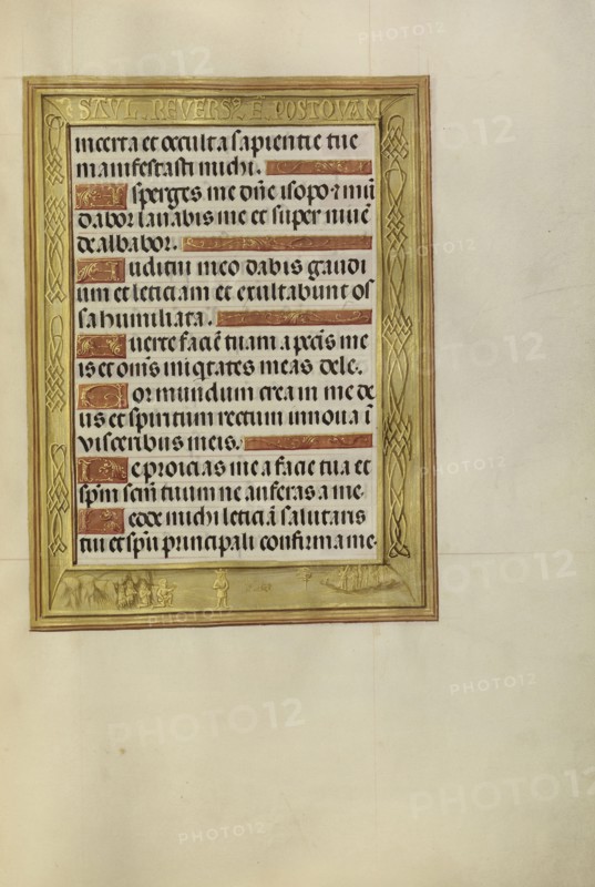 David Paying Homage to Saul; Bruges, Belgium; about 1510 - 1520; Tempera colors, gold, and ink on parchment; Leaf