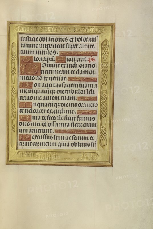 The Burning Town of Sikeleg; Bruges, Belgium; about 1510 - 1520; Tempera colors, gold, and ink on parchment; Leaf