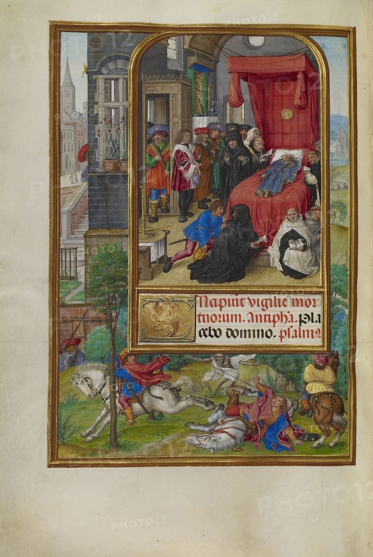 Deathbed Scene; Master of James IV of Scotland, Flemish, before 1465 - about 1541, Bruges, Belgium; about 1510 - 1520; Tempera