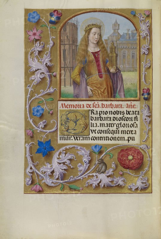 Saint Barbara with a Tower; Workshop of Master of the First Prayer Book of Maximilian, Flemish, active about 1475 - 1515, Ghent
