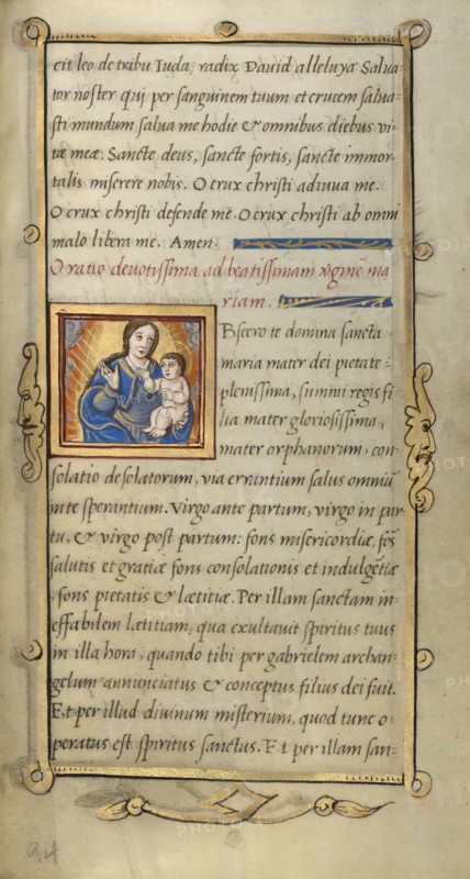 Initial O: The Virgin and Child; Paris, France; 1544; Tempera colors and gold paint on uterine parchment; Leaf: 14.3 x 8.1 cm