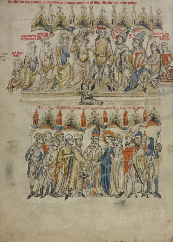 The Family of Berthold VI; The Marriage of Hedwig and Heinrich; Unknown maker; Silesia, Poland; 1353; Tempera colors, colored