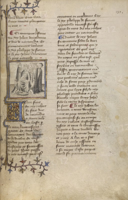 The Coronation of John; Paris, France; about 1400 - 1415; Leaf: 29.1 x 19.1 cm, 11 7,16 x 7 1,2 in